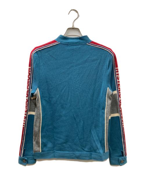 Hysteric Glamour（ヒステリックグラマー）Hysteric Glamour (ヒステリックグラマー) アームロゴ アクリルニットジャケット ブルー サイズ:Mの古着・服飾アイテム