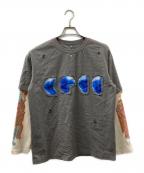 THE BOY HAS NO PATIENCEザボーイハズノーパティエンス）の古着「Double Saints Mural Patched L/S Tee 長袖Tシャツ」｜グレー