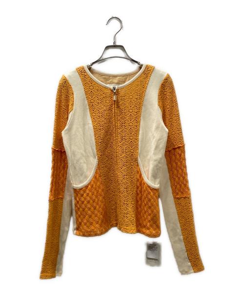 PUBLIC TOKYO（パブリックトウキョウ）PUBLIC TOKYO (パブリックトウキョウ) コットンレースミックスTOP ノーカラージャケット オレンジ サイズ:Freeの古着・服飾アイテム