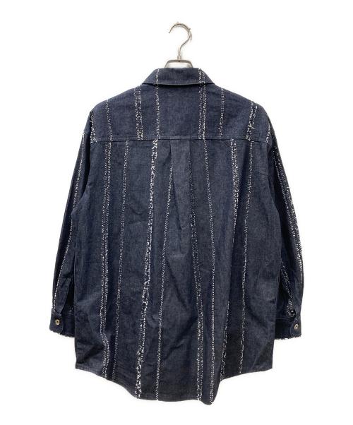 Ameri（アメリ）AMERI (アメリ) NEEDLE STRIPE DENIM SHIRT デニムジャケット インディゴ サイズ:Mの古着・服飾アイテム