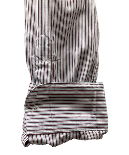 PRADA（プラダ）PRADA (プラダ) ストライプ ドレスシャツ グレー×レッド サイズ:40　15　3/4の古着・服飾アイテム