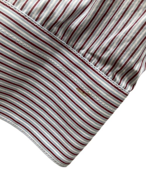 PRADA（プラダ）PRADA (プラダ) ストライプ ドレスシャツ グレー×レッド サイズ:40　15　3/4の古着・服飾アイテム
