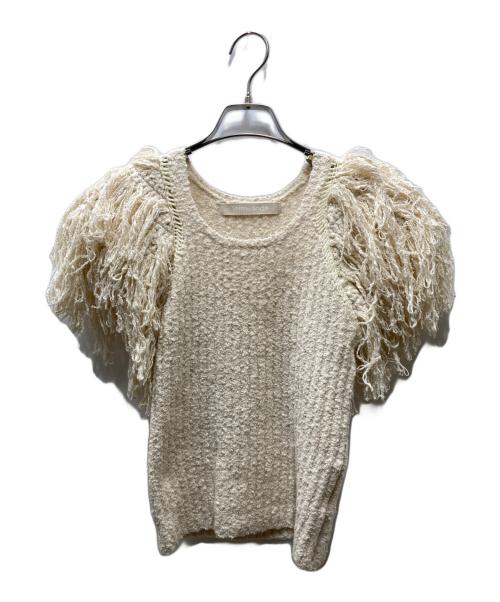 LEINWANDE（ラインヴァンド）LEINWANDE (ラインヴァンド) Hand Fringe Knit Top ニット アイボリー サイズ:Freeの古着・服飾アイテム