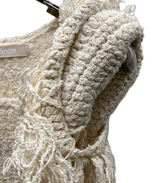 LEINWANDE（ラインヴァンド）LEINWANDE (ラインヴァンド) Hand Fringe Knit Top ニット アイボリー サイズ:Freeの古着・服飾アイテム