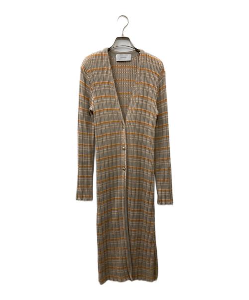 MURRAL（ミューラル）MURRAL (ミューラル) Monk's belt rib knit cardigan ニットワンピース グレー×オレンジ サイズ:FREEの古着・服飾アイテム