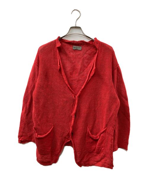 Yohji Yamamoto pour homme（ヨウジヤマモト プールオム）Yohji Yamamoto pour homme (ヨウジヤマモト プールオム) コットンラミークロシェニットジャケット レッド サイズ:3の古着・服飾アイテム