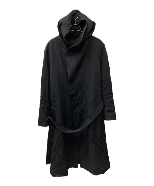 REGULATION Yohji Yamamoto（レギュレーションヨウジヤマモト）REGULATION Yohji Yamamoto (レギュレーションヨウジヤマモト) ウールフーデットコート ブラック サイズ:3の古着・服飾アイテム
