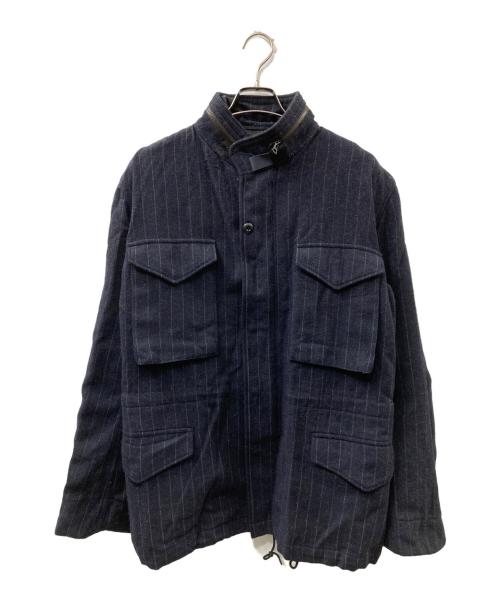 JUNYA WATANABE CdG MAN（ジュンヤ ワタナベ コム デ ギャルソン マン）JUNYA WATANABE CdG MAN (ジュンヤ ワタナベ コム デ ギャルソン マン) M65 ウールモヘアストライプジャケット ネイビー サイズ:Mの古着・服飾アイテム