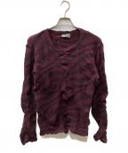 Yohji Yamamoto pour hommeヨウジヤマモト プールオム）の古着「ウール縮絨ボーダーニットセーター」｜パープル×ブラック