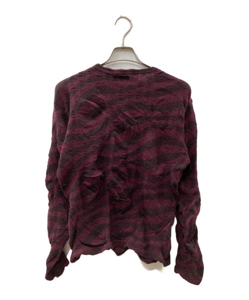 Yohji Yamamoto pour homme（ヨウジヤマモト プールオム）Yohji Yamamoto pour homme (ヨウジヤマモト プールオム) ウール縮絨ボーダーニットセーター パープル×ブラック サイズ:3の古着・服飾アイテム