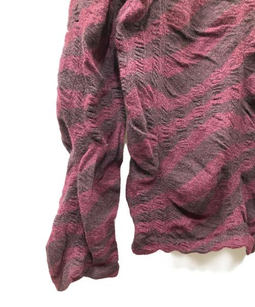 Yohji Yamamoto pour homme（ヨウジヤマモト プールオム）Yohji Yamamoto pour homme (ヨウジヤマモト プールオム) ウール縮絨ボーダーニットセーター パープル×ブラック サイズ:3の古着・服飾アイテム