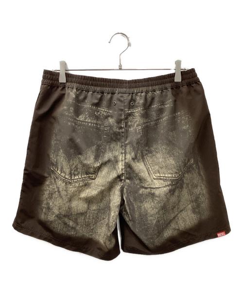 DIESEL（ディーゼル）DIESEL (ディーゼル) ナイロン転写 デニムボクサーショーツ スイムパンツ ブラウン サイズ:Lの古着・服飾アイテム