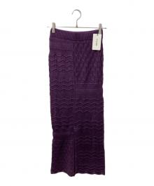 tgor（トゴール）の古着「Patchwork lace skirt ニットスカート」｜パープル