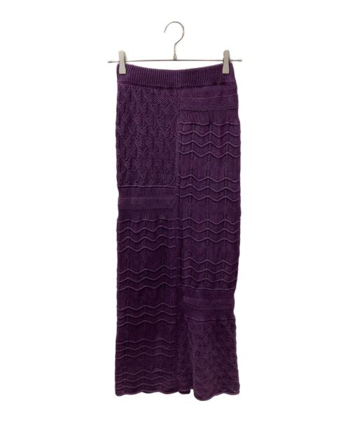 tgor（トゴール）tgor (トゴール) Patchwork lace skirt ニットスカート パープル サイズ:ONEの古着・服飾アイテム