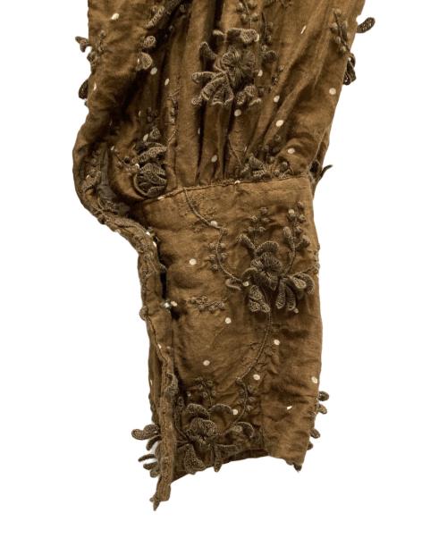 crinkle crinkle crinkle（クリンクル クリンクル クリンクル）crinkle crinkle crinkle (クリンクル クリンクル クリンクル) ドット柄 刺繍 ブラウス シアーシャツ ブラウン サイズ:Freeの古着・服飾アイテム