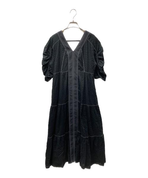 MURRAL（ミューラル）MURRAL (ミューラル) ウェーブコットンティアードドレス ブラック サイズ:2の古着・服飾アイテム