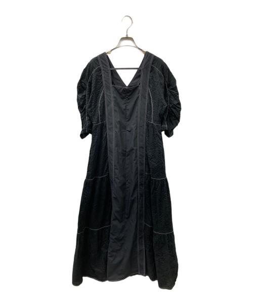 MURRAL（ミューラル）MURRAL (ミューラル) ウェーブコットンティアードドレス ブラック サイズ:2の古着・服飾アイテム