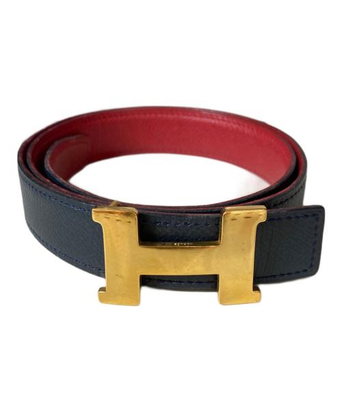 HERMES（エルメス）HERMES (エルメス) 65サイズ  ミニコンスタンス レザーベルト ネイビー×レッド サイズ:65の古着・服飾アイテム