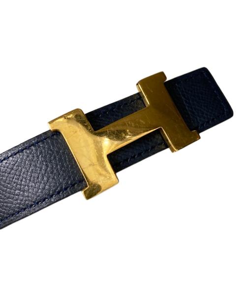 HERMES（エルメス）HERMES (エルメス) 65サイズ  ミニコンスタンス レザーベルト ネイビー×レッド サイズ:65の古着・服飾アイテム