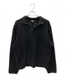 stussy（ステューシー）の古着「OPEN KNIT COLLARED SWEATER」｜ブラック