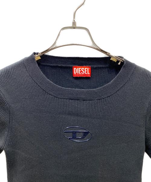 DIESEL（ディーゼル）DIESEL (ディーゼル) KYAXG 半袖リブニットワンピース ブラック サイズ:14Yの古着・服飾アイテム