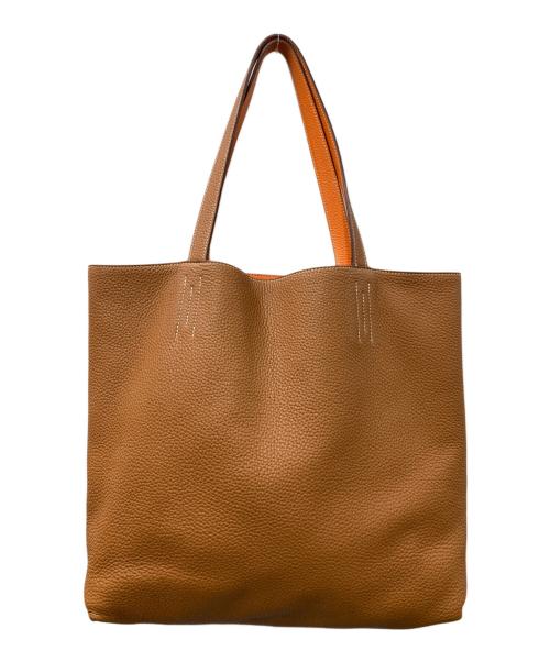 HERMES（エルメス）HERMES (エルメス) ドゥブルセンス45 トリヨンクレマンス トートバッグ ブラウン×オレンジの古着・服飾アイテム