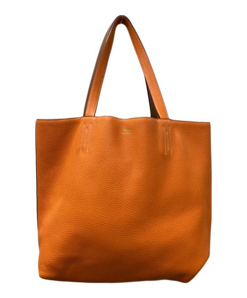 HERMES（エルメス）HERMES (エルメス) ドゥブルセンス45 トリヨンクレマンス トートバッグ ブラウン×オレンジの古着・服飾アイテム