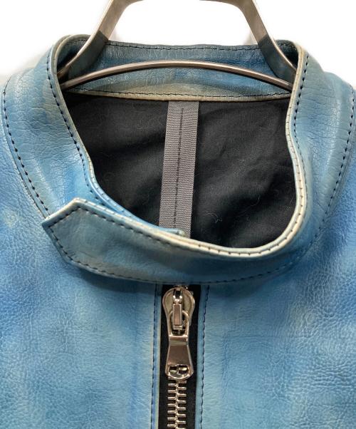 STRUM（ストラム）STRUM (ストラム) SLATER フルタンニン鞣し カーフスキン  製品燃焼染め シングルライダースジャケット ブルー サイズ:Mの古着・服飾アイテム