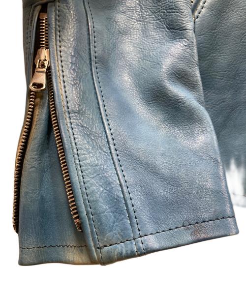 STRUM（ストラム）STRUM (ストラム) SLATER フルタンニン鞣し カーフスキン  製品燃焼染め シングルライダースジャケット ブルー サイズ:Mの古着・服飾アイテム