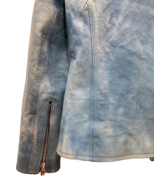 STRUM（ストラム）STRUM (ストラム) SLATER フルタンニン鞣し カーフスキン  製品燃焼染め シングルライダースジャケット ブルー サイズ:Mの古着・服飾アイテム