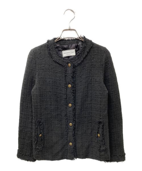DEUXIEME CLASSE（ドゥーズィエム クラス）DEUXIEME CLASSE (ドゥーズィエム クラス) ノーカラーツイードジャケット ブラック サイズ:36の古着・服飾アイテム
