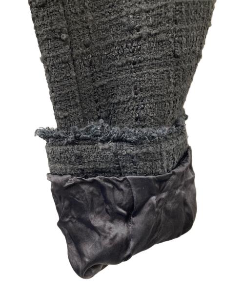 DEUXIEME CLASSE（ドゥーズィエム クラス）DEUXIEME CLASSE (ドゥーズィエム クラス) ノーカラーツイードジャケット ブラック サイズ:36の古着・服飾アイテム