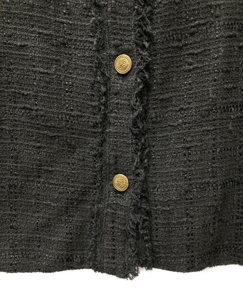 DEUXIEME CLASSE（ドゥーズィエム クラス）DEUXIEME CLASSE (ドゥーズィエム クラス) ノーカラーツイードジャケット ブラック サイズ:36の古着・服飾アイテム