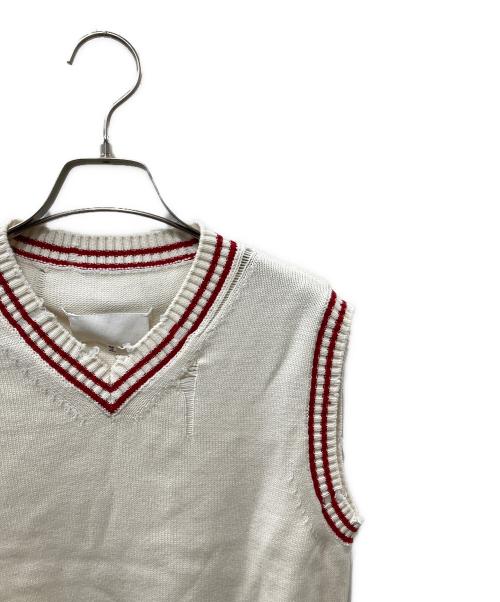 Maison Margiela（メゾンマルジェラ）Maison Margiela (メゾンマルジェラ) Replica コットンカシミヤ ニットベスト ホワイト サイズ:Sの古着・服飾アイテム