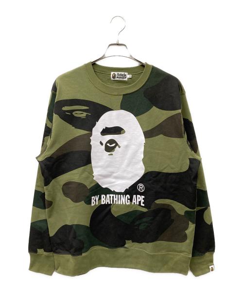 A BATHING APE（ア ベイシング エイプ）A BATHING APE (ア ベイシング エイプ) 1ST CAMO CREWNECK SWEATSHIRT スウェット グリーン サイズ:2XLの古着・服飾アイテム
