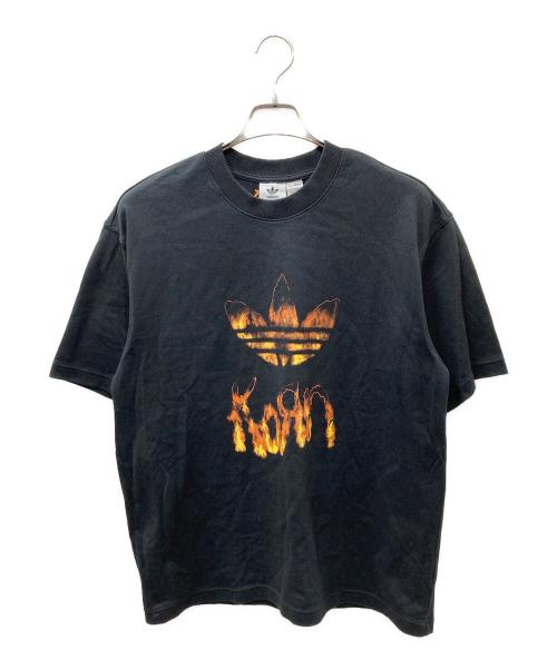 adidas（アディダス）adidas (アディダス) KORN (コーン) プリントTシャツ ブラック サイズ:Mの古着・服飾アイテム