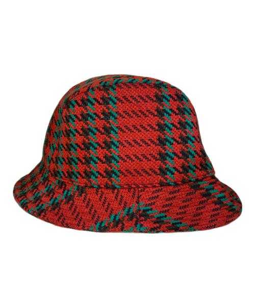 GUCCI（グッチ）GUCCI (グッチ) HOUNDSTOOTH WOOL FEDORA/ウールハット レッド サイズ:Lの古着・服飾アイテム