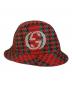 GUCCI（グッチ）の古着「HOUNDSTOOTH WOOL FEDORA/ウールハット」｜レッド