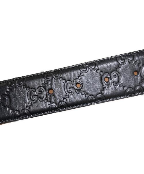 GUCCI（グッチ）GUCCI (グッチ) GバックルGGレザーベルト ブラック サイズ:80/32の古着・服飾アイテム