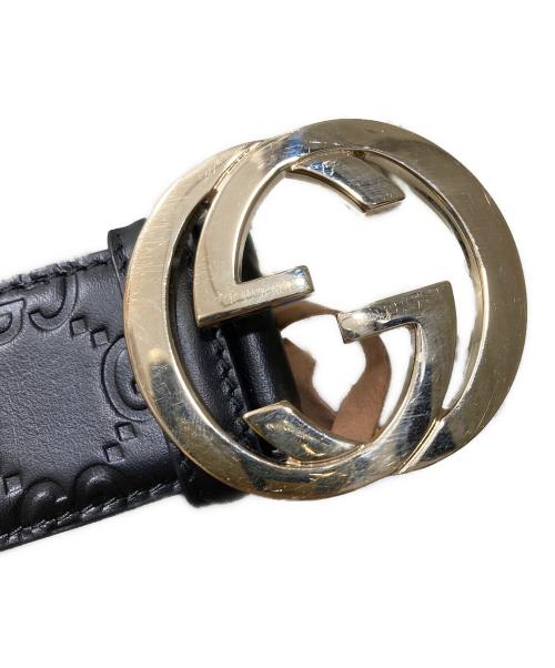 GUCCI（グッチ）GUCCI (グッチ) GバックルGGレザーベルト ブラック サイズ:80/32の古着・服飾アイテム