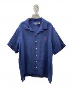 POLO RALPH LAURENポロ・ラルフローレン）の古着「リネン オープンカラーシャツ」｜ネイビー