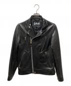 Schottショット）の古着「NEW DOUBLE BREST RIDER/ダブルライダースジャケット」｜ブラック