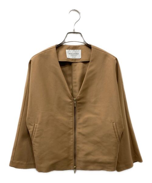 Spick and Span（スピック＆スパン）Spick and Span (スピックアンドスパン) バックギャザーノーカラーブルゾン ブラウン サイズ:Freeの古着・服飾アイテム