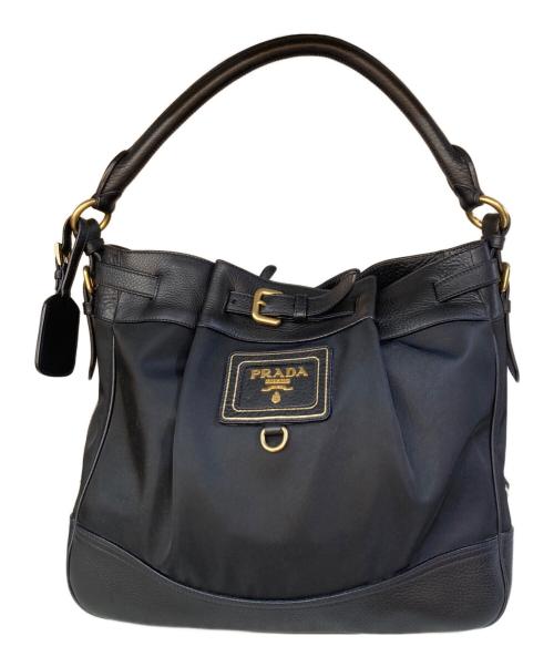 PRADA（プラダ）PRADA (プラダ) ナイロンレザーコンビワンショルダーバッグ ブラックの古着・服飾アイテム