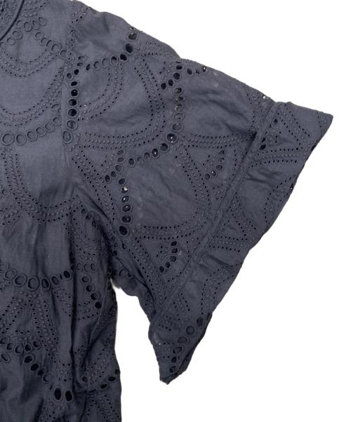 ne quittez pas（ヌキテパ）ne quittez pas (ヌキテパ) Cotton Voile Dot Hemla Dress コットン刺繍ワンピース ブラック サイズ:不明の古着・服飾アイテム