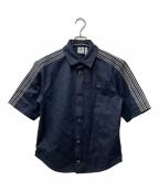 adidasアディダス）の古着「デニム半袖シャツ」｜ネイビー