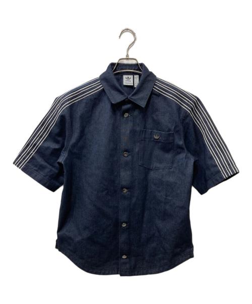 adidas（アディダス）adidas (アディダス) デニム半袖シャツ ネイビー サイズ:XSの古着・服飾アイテム