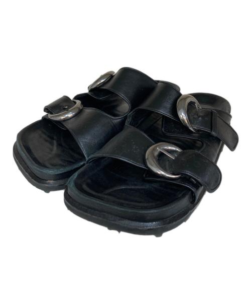 MARINE SERRE（マリーンセル）MARINE SERRE (マリーンセル) レザーサンダル ブラック サイズ:42の古着・服飾アイテム