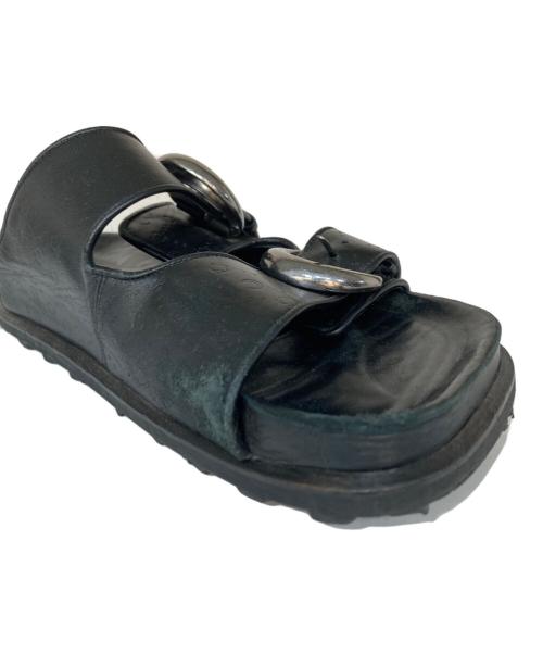 MARINE SERRE（マリーンセル）MARINE SERRE (マリーンセル) レザーサンダル ブラック サイズ:42の古着・服飾アイテム