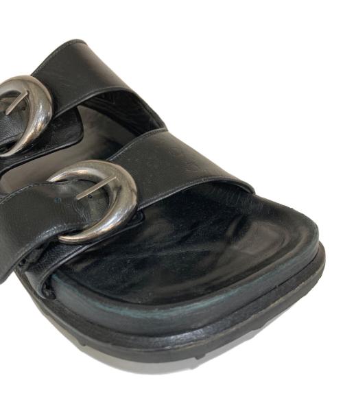 MARINE SERRE（マリーンセル）MARINE SERRE (マリーンセル) レザーサンダル ブラック サイズ:42の古着・服飾アイテム
